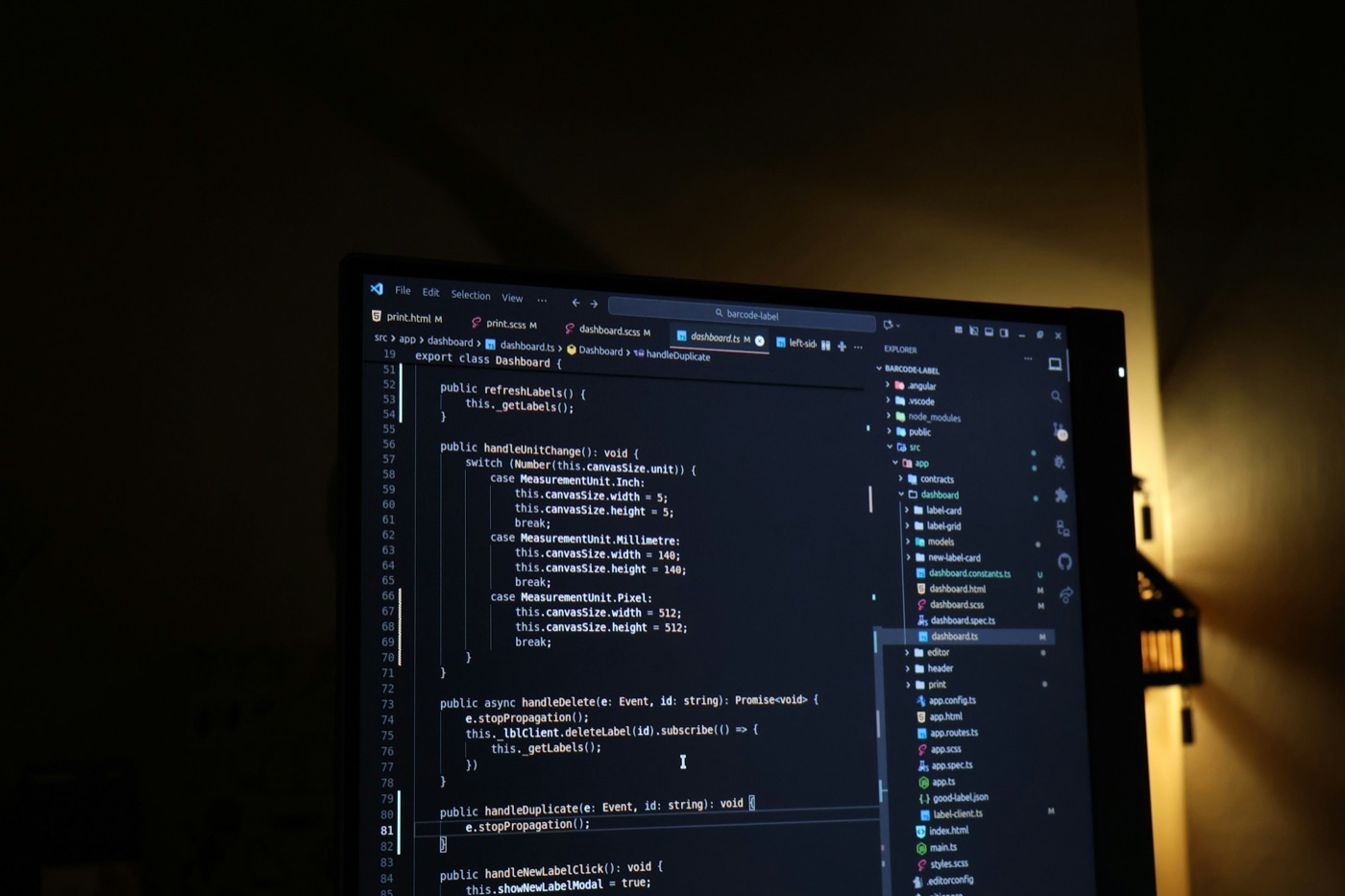 Source code on a computer display